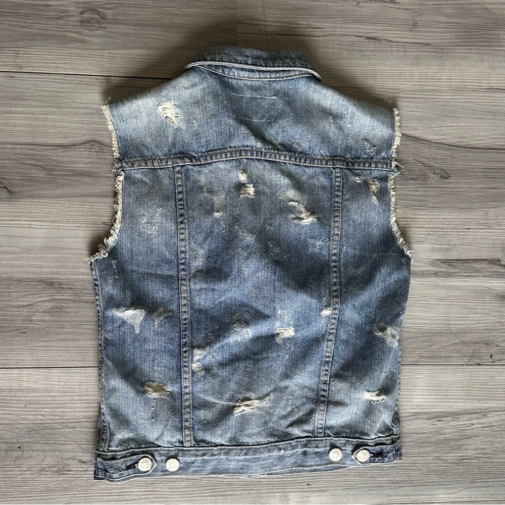 Rag & Bone JEAN Denim Vest Size XS Women’s Pockets Distressed Punk Skater Rocker - Picture 2 of 7